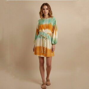 Moon River Tie-Dye Blouson Mini Dress